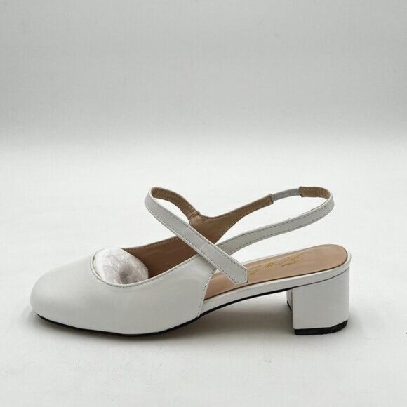 FOWT Women Graceful Closed Round Toe Pumps Chunky Mid Heel Slip On Slingback - Picture 1 of 6